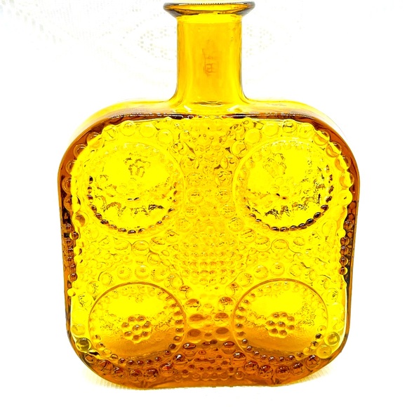 Riihimaen Lasi Nanny Still Amber Art Glass Grapponia Bottle From Finland - Picture 5 of 9